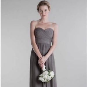Jenny Yoo Margaux Grey Sweetheart Silk Crinkle Knee Length Bridesmaid Dress
